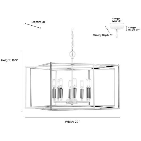 Lowe 8 Light 28 inch Matte White/Vintage Brass Pendant Ceiling Light
